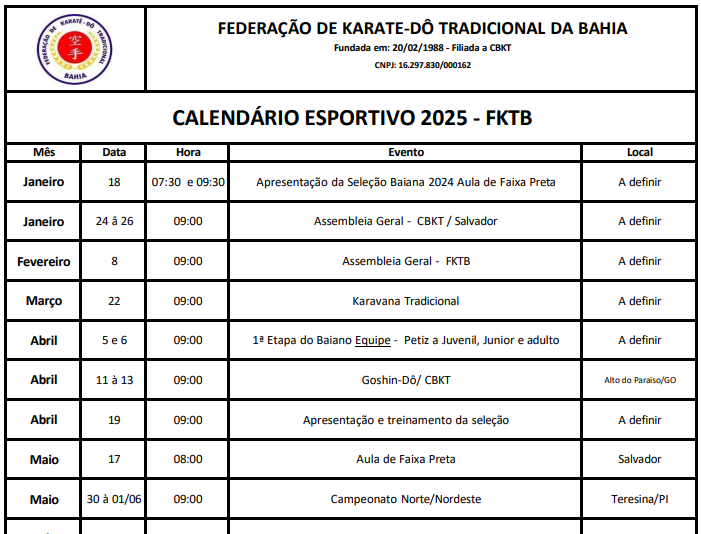 Calendário 2025